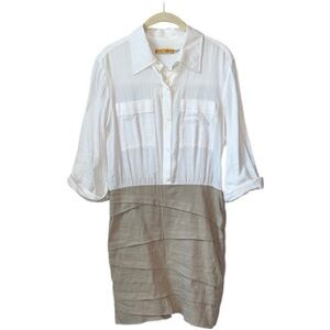 Alice + Olivia Utilitarian Button Front Linen Blend Dress Size L
